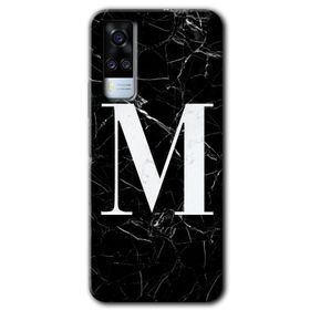 Vivo Y51A Siyah Mermer Desenli F Harfi Baskılı Uyumlu Silikon Kılıf