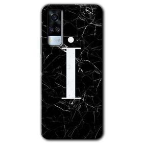Vivo Y51A Siyah Mermer Desenli İ Harfi Baskılı Uyumlu Silikon Kılıf