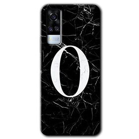 Vivo Y51A Siyah Mermer Desenli O Harfi Baskılı Uyumlu Silikon Kılıf