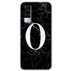 Vivo Y51A Siyah Mermer Desenli O Harfi Baskılı Uyumlu Silikon Kılıf