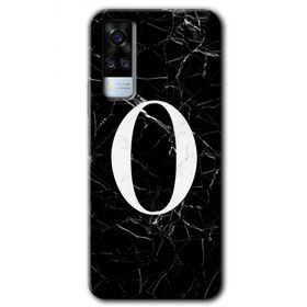 Vivo Y51A Siyah Mermer Desenli O Harfi Baskılı Uyumlu Silikon Kılıf