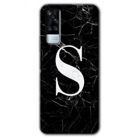 Vivo Y51A Siyah Mermer Desenli S Harfi Baskılı Uyumlu Silikon Kılıf