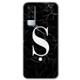 Vivo Y51A Siyah Mermer Desenli S Harfi Baskılı Uyumlu Silikon Kılıf
