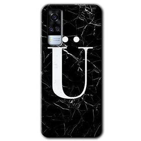 Vivo Y51A Siyah Mermer Desenli Ü Harfi Baskılı Uyumlu Silikon Kılıf