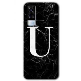 Vivo Y51A Siyah Mermer Desenli Ü Harfi Baskılı Uyumlu Silikon Kılıf