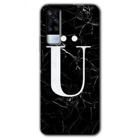 Vivo Y51A Siyah Mermer Desenli Ü Harfi Baskılı Uyumlu Silikon Kılıf