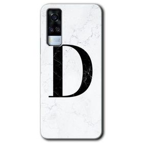 Vivo Y53S Beyaz Mermer Desenli D Harfi Baskılı Uyumlu Silikon Kılıf