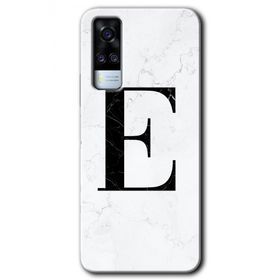 Vivo Y53S Beyaz Mermer Desenli E Harfi Baskılı Uyumlu Silikon Kılıf