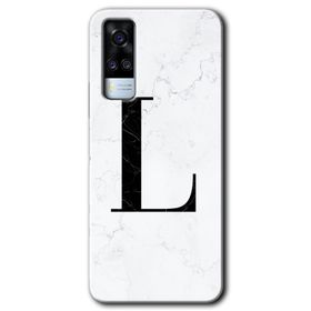 Vivo Y53S Beyaz Mermer Desenli L Harfi Baskılı Uyumlu Silikon Kılıf