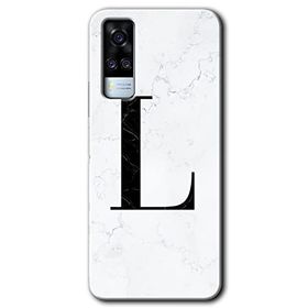 Vivo Y53S Beyaz Mermer Desenli L Harfi Baskılı Uyumlu Silikon Kılıf