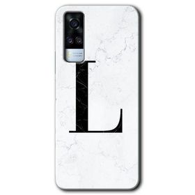 Vivo Y53S Beyaz Mermer Desenli L Harfi Baskılı Uyumlu Silikon Kılıf