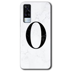 Vivo Y53S Beyaz Mermer Desenli O Harfi Baskılı Uyumlu Silikon Kılıf