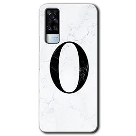 Vivo Y53S Beyaz Mermer Desenli O Harfi Baskılı Uyumlu Silikon Kılıf
