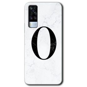 Vivo Y53S Beyaz Mermer Desenli O Harfi Baskılı Uyumlu Silikon Kılıf