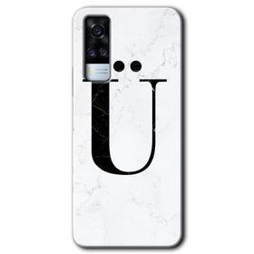 Vivo Y53S Beyaz Mermer Desenli U Harfi Baskılı Uyumlu Silikon Kılıf