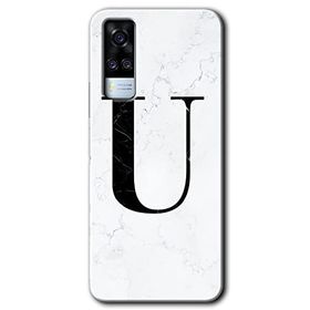 Vivo Y53S Beyaz Mermer Desenli U Harfi Baskılı Uyumlu Silikon Kılıf