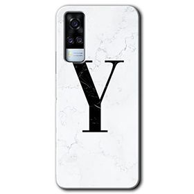 Vivo Y53S Beyaz Mermer Desenli Y Harfi Baskılı Uyumlu Silikon Kılıf