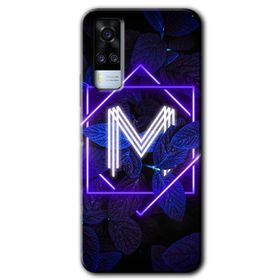 Vivo Y53S Dark Neon Yaprak M Harfi Baskılı Uyumlu Silikon Kılıf