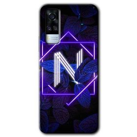 Vivo Y53S Dark Neon Yaprak N Harfi Baskılı Uyumlu Silikon Kılıf