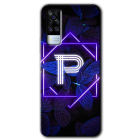 Vivo Y53S Dark Neon Yaprak P Harfi Baskılı Uyumlu Silikon Kılıf