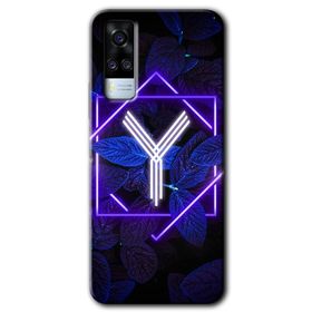 Vivo Y53S Dark Neon Yaprak P Harfi Baskılı Uyumlu Silikon Kılıf