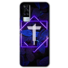Vivo Y53S Dark Neon Yaprak T Harfi Baskılı Uyumlu Silikon Kılıf