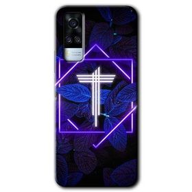 Vivo Y53S Dark Neon Yaprak T Harfi Baskılı Uyumlu Silikon Kılıf