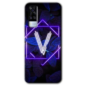 Vivo Y53S Dark Neon Yaprak V Harfi Baskılı Uyumlu Silikon Kılıf