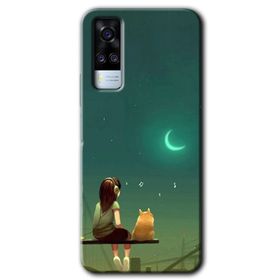 Vivo Y53S Kedili Kız Baskılı Uyumlu Silikon Kılıf