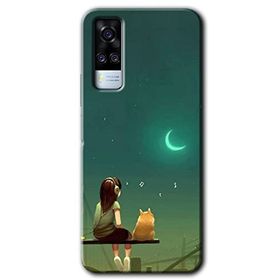 Vivo Y53S Kedili Kız Baskılı Uyumlu Silikon Kılıf
