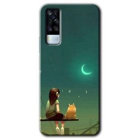 Vivo Y53S Kedili Kız Baskılı Uyumlu Silikon Kılıf