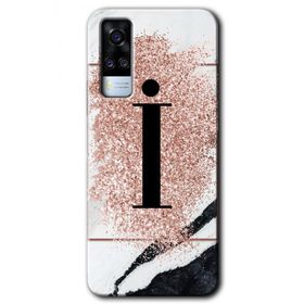 Vivo Y53S Pembe Mermer Desenli I Harfi Baskılı Uyumlu Silikon Kılıf