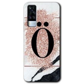 Vivo Y53S Pembe Mermer Desenli O Harfi Baskılı Uyumlu Silikon Kılıf