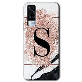 Vivo Y53S Pembe Mermer Desenli S Harfi Baskılı Uyumlu Silikon Kılıf