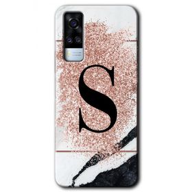 Vivo Y53S Pembe Mermer Desenli S Harfi Baskılı Uyumlu Silikon Kılıf