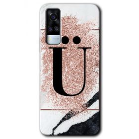 Vivo Y53S Pembe Mermer Desenli Ü Harfi Baskılı Uyumlu Silikon Kılıf