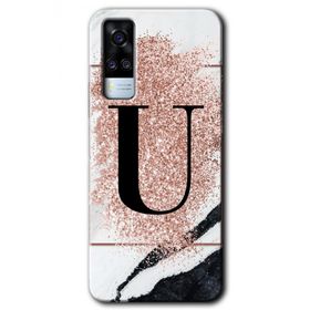 Vivo Y53S Pembe Mermer Desenli Ü Harfi Baskılı Uyumlu Silikon Kılıf