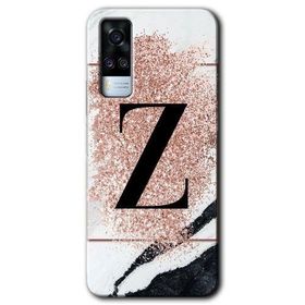 Vivo Y53S Pembe Mermer Desenli Z Harfi Baskılı Uyumlu Silikon Kılıf