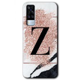 Vivo Y53S Pembe Mermer Desenli Z Harfi Baskılı Uyumlu Silikon Kılıf
