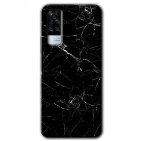 Vivo Y53S Siyah Mermer Baskılı Uyumlu Silikon Kılıf