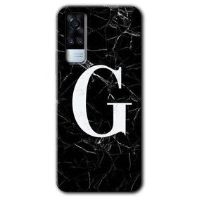Vivo Y53S Siyah Mermer Desenli G Harfi Baskılı Uyumlu Silikon Kılıf