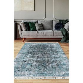 Viyana Home VH-SD-828 Dijital Baskılı Kaymaz Taban Mavi 80x250 cm Salon Halı