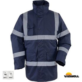 Vizwell VWJK01/N 300D Oxford Lacivert Reflektörlü İçi Kapitoneli Parka Mont