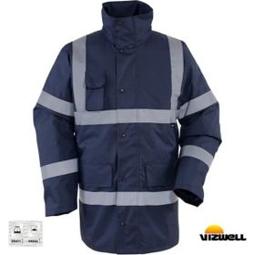 Vizwell VWJK01/N 300D Oxford Lacivert Reflektörlü İçi Kapitoneli Parka Mont
