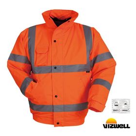 Vizwell VWJK04 300 D Oxford Reflektörlü Turuncu İçi Kapitoneli Bomber Mont