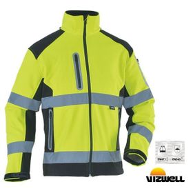 Vizwell VWJK177 Sarı Softshell Reflektörlü İki Renkli Mont