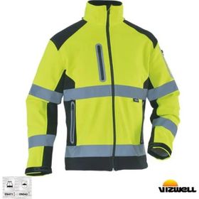 Vizwell VWJK177 Sarı Softshell Reflektörlü İki Renkli Mont