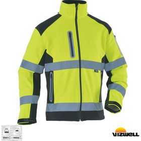 Vizwell VWJK177 Sarı Softshell Reflektörlü İki Renkli Mont