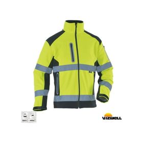 Vizwell VWJK177 Sarı Softshell Reflektörlü İki Renkli Mont