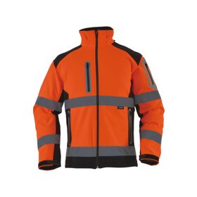 Vizwell VWJK177A Turuncu-Siyah Softshell Reflektörlü İki Renkli Erkek Mont